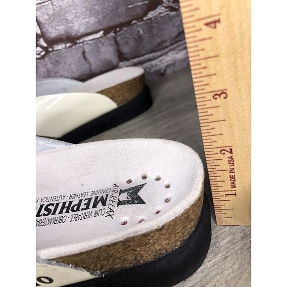 Mephisto Air Relax White Patent Leather Floral Cork Wedge Sandals Women Sz 38EU - Picture 11 of 16